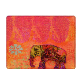 Vibrant Orange And Pink Flowers And Elephant Bath Mat