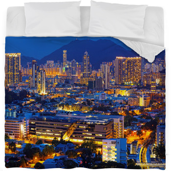 View Of Downtown Kowloon Hongkong Fleece Bed Blanket