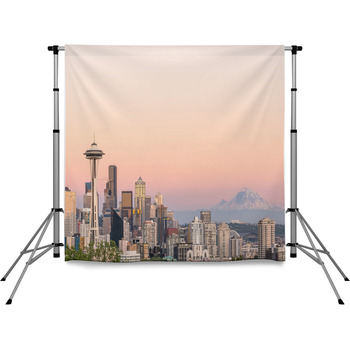 View Of Downtown Seattle Skyline Pole Pocket Backdrop