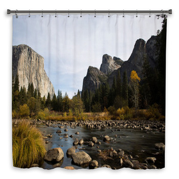 View Of El Capitan And Merced River In Shower Curtain
