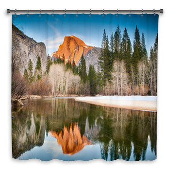View Of Half Dome Reflected Custom Size Shower Curtain