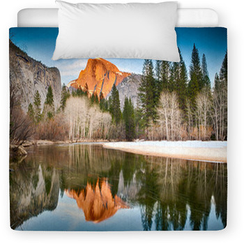 View Of Half Dome Reflected In The Merced  Toddler Duvet