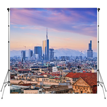 View Of Milan`s Business District From Fleece Backdrop