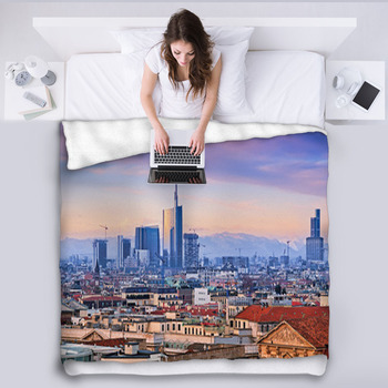View Of Milan`s Business District From Fleece Blanket