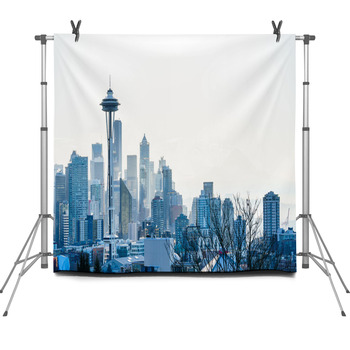 View Of Seattle Day Light Winter Fleece Backdrop