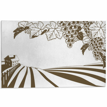 Vineyard Grapevine Farm Illustration Area Rug