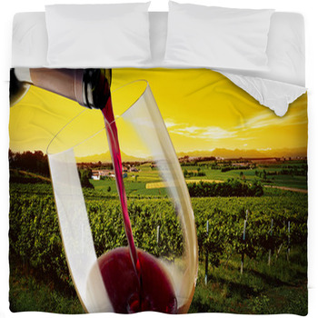 Vineyard In The Sunset Fleece Bed Blanket