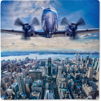 Vintage Airplane In The Sky Over Manhattan Baby Blanket