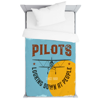 Vintage Airplane Poster Pilots Looking Toddler Duvet