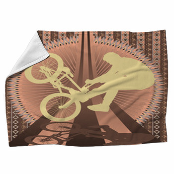 Vintage Background Design With Bmx Biker Fleece Blanket