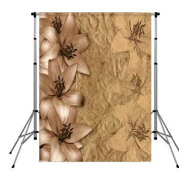 Vintage Background With Lilies Pole Pocket Backdrop