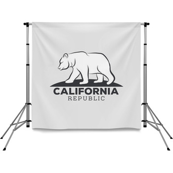 Vintage California Republic Bear Pole Pocket Backdrop