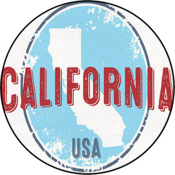 Vintage California Usa State Stamp Round Rug