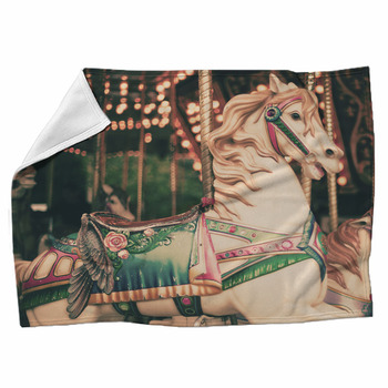 Vintage Carousel Horse Fleece Blanket
