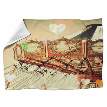 Vintage Chain Swing Ride With Heart Fleece Blanket