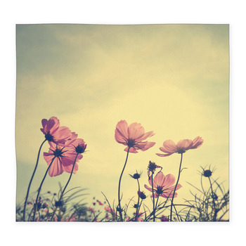 Vintage Cosmos Flowers In Sunset Custom Size Floor Mat