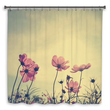 Vintage Cosmos Flowers In Custom Size Shower Curtain