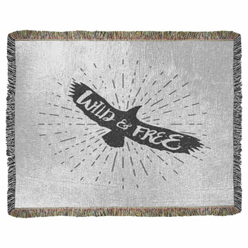 Vintage Eagle With Hand Drawn Woven Throw Blanket