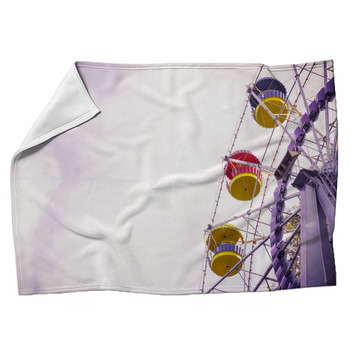 Vintage Ferris Wheel On The Blue Sky With  Fleece Blanket