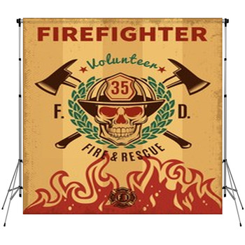 Vintage Firefighter Poster Fleece Backdrop