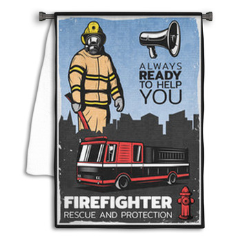 Vintage Firefighting Colorful Poster Towel