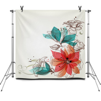 Vintage Flowers Background Fleece Backdrop