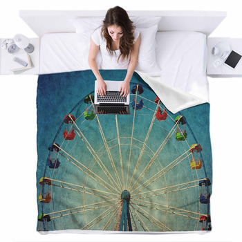Vintage Grunge Background With Fleece Bed Blanket