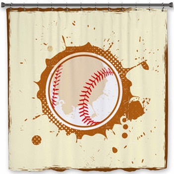 Vintage Grunge Baseball Shower Curtain