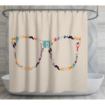 Vintage Hipsters Icons Glasses. Shower Curtain