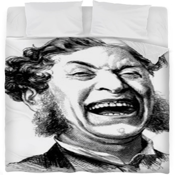 Vintage Illustration Laughing Man Fleece Bed Blanket