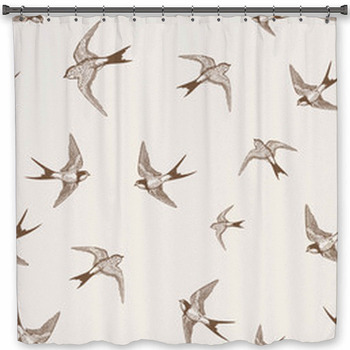 Vintage Pattern With White Custom Size Shower Curtain