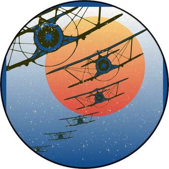 Vintage Planes Dive Against The Evening Sun Round Rug