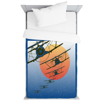 Vintage Planes Dive Against The Evening Toddler Duvet