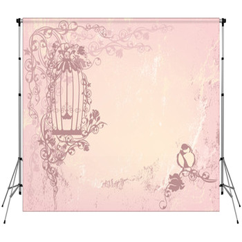 Vintage Rose Garden With Open Cage  Custom Size Backdrop