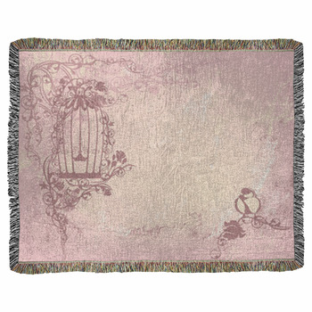 Vintage Rose Garden With Open Cage Woven Throw Blanket