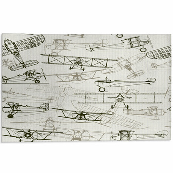 Vintage Seamless Background Stylized Airplane Area Rug