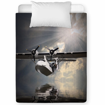 Vintage Seaplane Flying Over A Sea Toddler Comforter