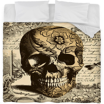 Vintage Skull Background Fleece Bed Blanket