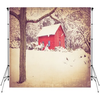 Vintage Style Image Of Rural Red Custom Size Backdrop