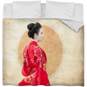 Vintage Style Portrait Of A Woman In  Fleece Bed Blanket