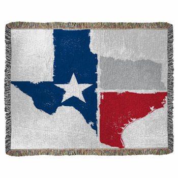 Vintage Texas State Map And Flag Woven Throw Blanket