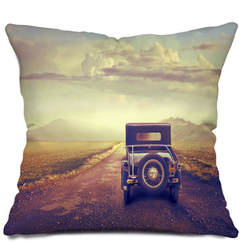 Vintage Travel Throw Pillow