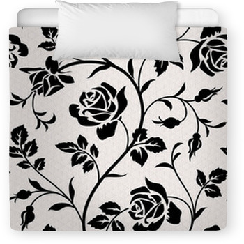 Vintage Wallpaper With Blooming Roses And  Toddler Duvet