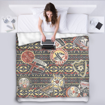 Vintage Winter Elements Seamless Pattern Fleece Blanket
