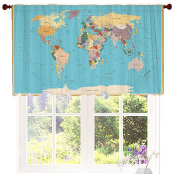 VINTAGE WORLD MAP Custom Size Valance
