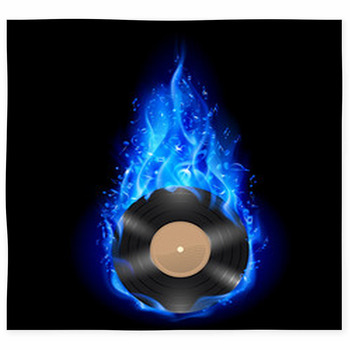 Vinyl Disc In Blue Fire. Custom Size Floor Mat