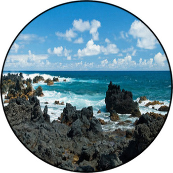 Volcano Rocks On Beach At Hana On Maui Hawaii Round Rug