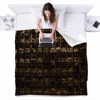 Wall Of Skulls Fleece Bed Blanket