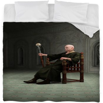 Warlock Sitting In His Throneroom Fleece Bed Blanket