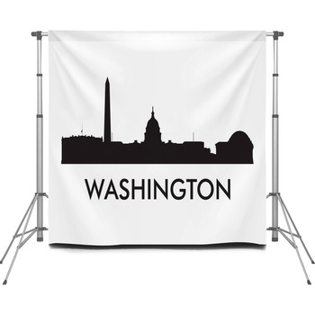 Washington Skyline Silhouette Custom Size Backdrop